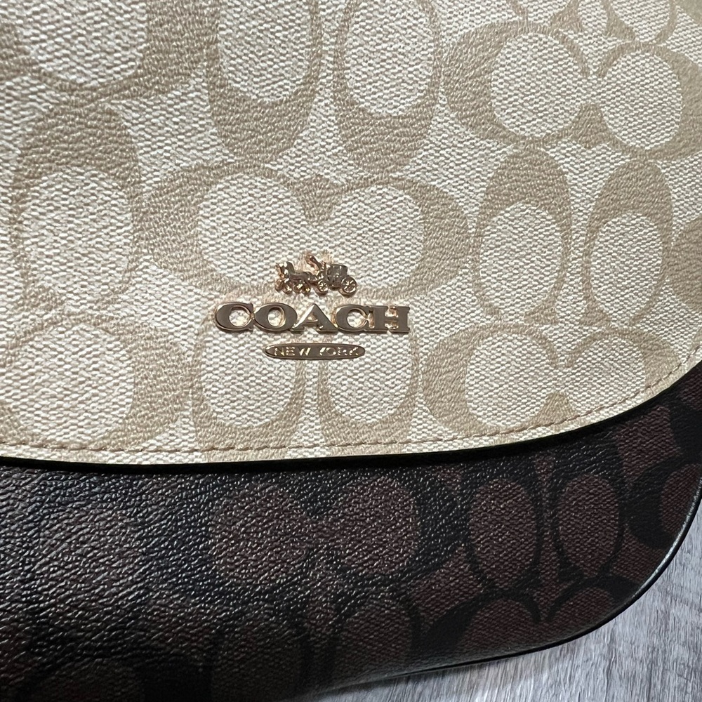 Coach Cream and Brown Crossbody Bag